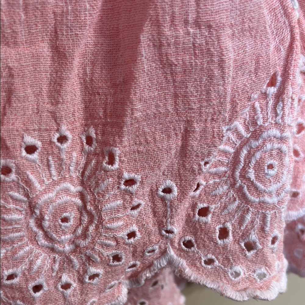 Peach Sleeveless Embroidered eyelet Top - Picture 4 of 6